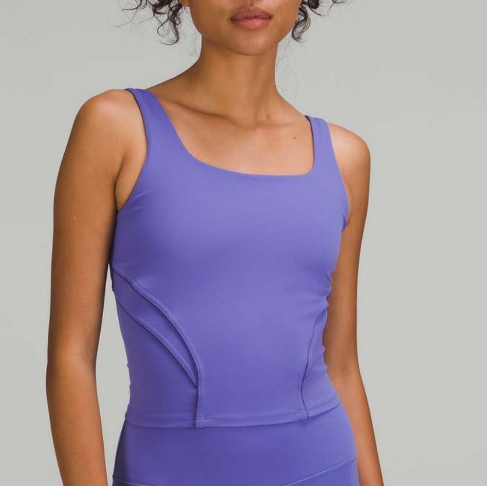 Lululemon Nulu and Mesh-Back Shelf-Bra Yoga Tank Top Charged Indigo size 8